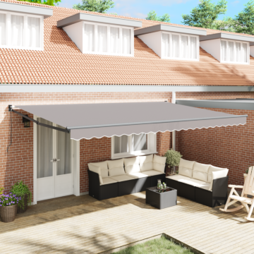 Vidaxl Manual Retractable Awning Light Grey 500x300 Cm