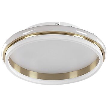 Ceiling Led Lamp Gold Metal 42 Cm Acrylic Opal Ring Shade Led Warm White Light Flush Lighting Beliani