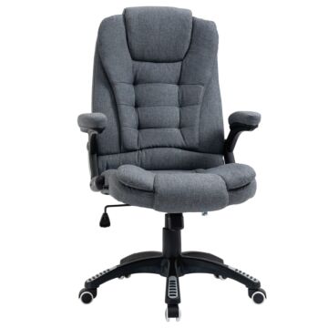 Vinsetto Ergonomic Swivel Chair Comfortable Desk Chair With Armrests Adjustable Height Reclining And Tilt Function Dark Grey