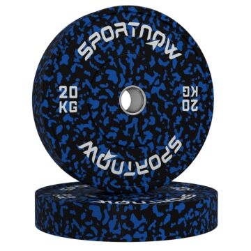 Sportnow Olympic Weight Plates Set, Solid Rubber Bumper Plates Weights Discs With 2"/5cm Holes, For Home Gym Weight Lifting Strength Training, 2 X 20kg