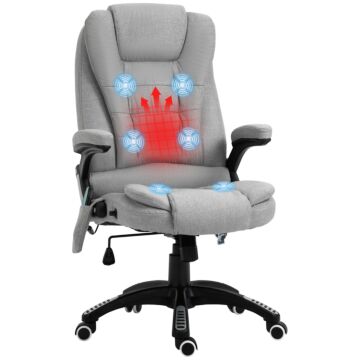 Vinsetto Office Chair With Massager High Back Ergonomic Design With Heated Padded And 360° Swivel Base For Home Office, Gaming, Light Grey