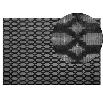Rug Grey Viscose 140 X 200 Cm Geometric Pattern Hand Woven Flatweave Beliani