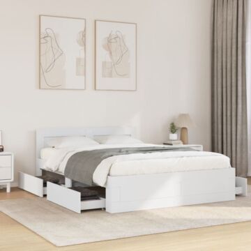 Vidaxl Bed Frame With Headboard Without Mattress White 120x200 Cm