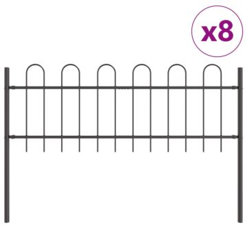 Vidaxl Garden Fence With Hoop Top Grey 13.6x0.6 M Steel