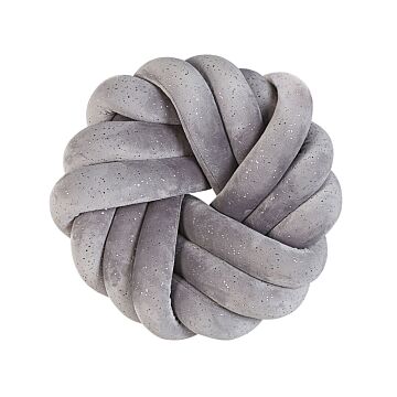 Knot Cushion Grey Velvet 30 X 30 Cm With Glitter Tied-up Plushy Decorative Modern Beliani