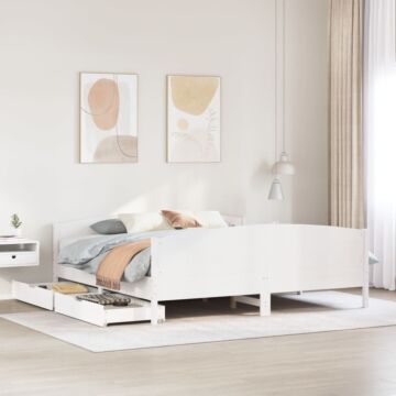 Vidaxl Bed Frame Without Mattress White 180x200 Cm Super King Solid Wood Pine