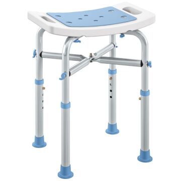 Homcom 44-51.5cm Aluminium Frame Shower/bath Stool - Light Blue
