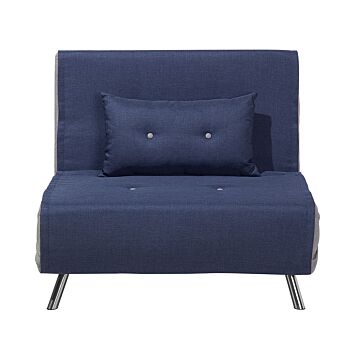 Sofa Bed Blue Fabric Upholstery Single Sleeper Fold Out Chair Bed Beliani