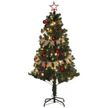 Homcom 5ft Pre-lit And Decorated Christmas Tree | Aosom Uk