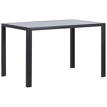 Dining Table Black Tempered Glass Top 120 X 80 Cm Metal Legs Rectangular Modern Beliani