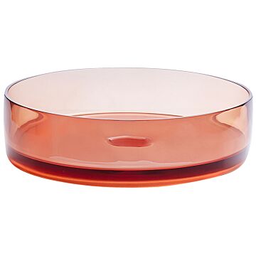 Countertop Wash Basin Red Solid Surface 360 Mm Semi-transparent Round Bathroom Sink Beliani