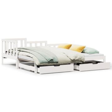 Vidaxl Daybed With Trundle And Drawers White 90x190 Cm Solid Wood Pine