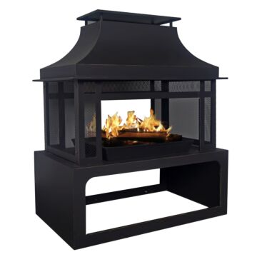 Callow Outdoor Garden Fireplace – Wood Log Burning Fireplace For Outdoor Garden Heating With Tall Chimney - Outdoor Heating