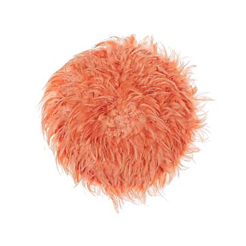 Wall Decoration Coral Red Feathers Round 60 Cm Boho Accent Design Living Room Decor Beliani