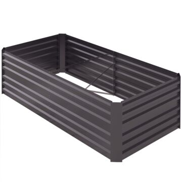 Outsunny Raised Beds, Galvanised Steel Outdoor Planters With Multi-reinforced Rods, 180 X 90 X 59 Cm, Dark Grey