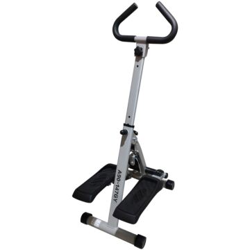 Homcom Stepper W/handle Hand Grip Workout Fitness Machine For Fitness Aerobic Exercise Home Gym Grey