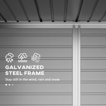Outsunny 6.3 X 4.3ft Garden Shed. Galvanised Metal Shed, Outdoor Tool Storage Shed With Pent Roof, Lockable Door And 2 Vents, Grey