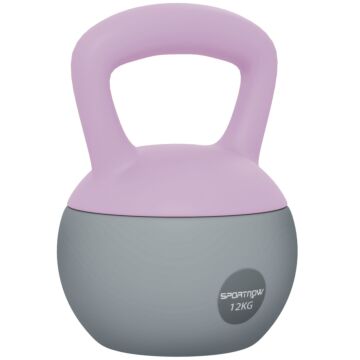 Sportnow 12kg Soft Kettlebell, Kettlebell With Non-slip Handle For Home Gym, Weight Lifting, Strength Training, Purple/grey