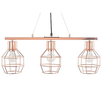 Pendant Lamp Copper Metal Ceiling 3 Light Glossy Industrial Design Beliani