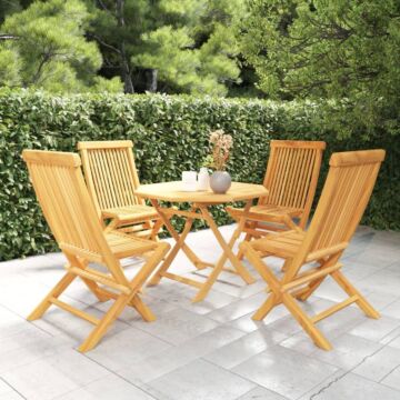 Vidaxl 5 Piece Garden Dining Set Solid Teak Wood