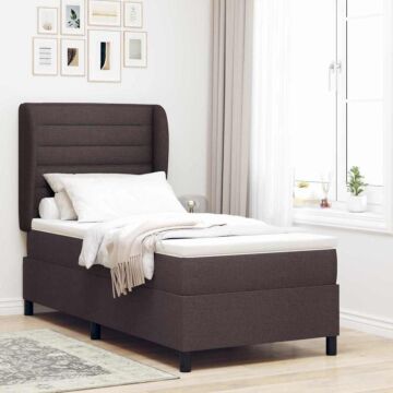 Vidaxl Box Spring Bed With Mattress Dark Brown 90x200 Cm Fabric