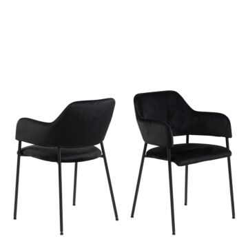 Lima Dining Chair With Armrest In Black Set Of 2