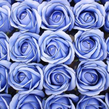 Craft Soap Flowers - Med Rose - Blue With Black Rim - Pack Of 10