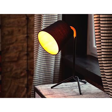 Table Lamp Black With Orange Metal 42h Cm Tripod Base Modern Designer Night Lamp Beliani