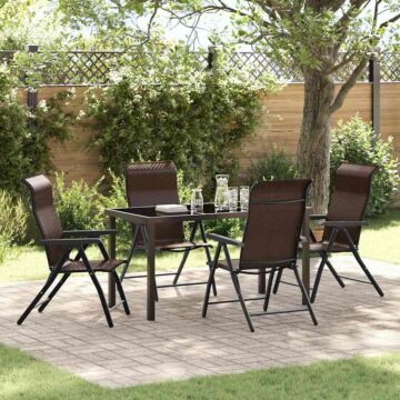 Vidaxl 5 Piece Garden Dining Set Brown Poly Rattan