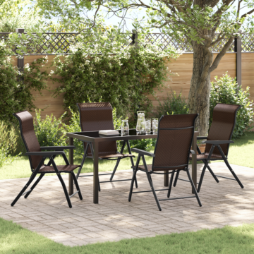 Vidaxl 5 Piece Garden Dining Set Brown Poly Rattan