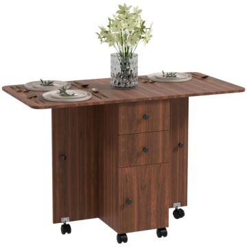 Homcom Multi-storage Six-person Drop Leaf Dining Table - Distressed Brown