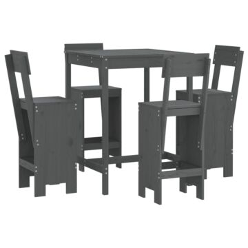 Vidaxl 5 Piece Garden Bar Set Grey Solid Wood Pine