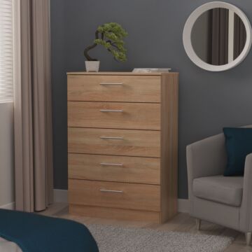 Devon 5 Drawer Chest In Bardolino Oak