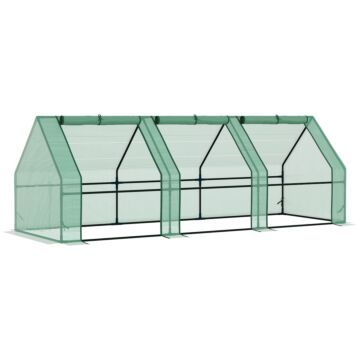 Outsunny 270 X 90 X 90 Cm Steel Frame Poly Tunnel Steeple Greenhouse - Green