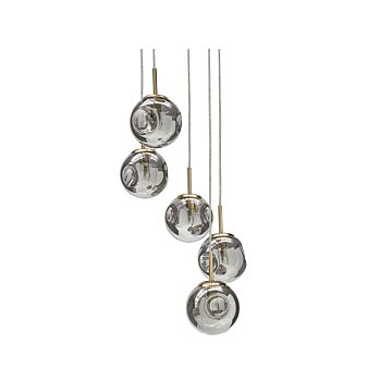 Pendant Lamp Transparent Glass Shades Brass Iron 5 Light Modern Design Home Accessories Living Room Beliani