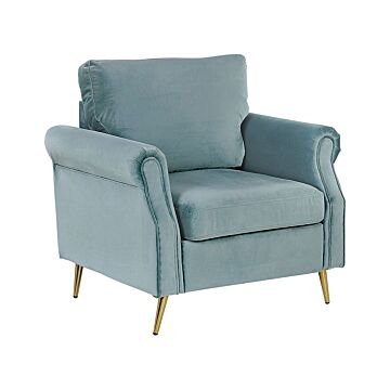 Armchair Mint Green Velvet Fabric Upholstery Gold Metal Legs Removable Seat And Back Cushions Retro Glam Style Beliani