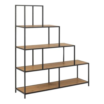 Seaford Bookcase With 4 Shelves And 1 Drawer In Black And Oak