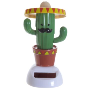 Fun Collectable Cactus Wearing Sombrero Solar Powered Pal