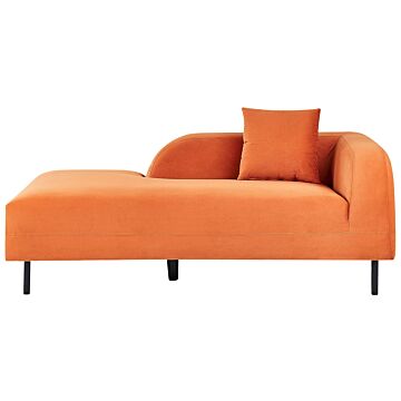 Chaise Lounge Orange Velvet 2 Seater Right Hand Throw Cushion Retro Minimalistic Beliani