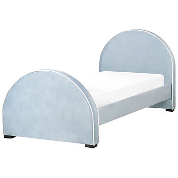 Bed Blue Velvet Upholstered Frame Headrest 3ft Eu Single Size Bedroom Kids Room Modern Traditional Beliani