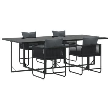 Vidaxl 6 Piece Garden Dining Set With Cushions Steel And Poly Rattan