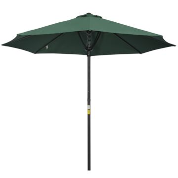 Outsunny Garden Parasol Umbrella, Outdoor Market Table Umbrella Sun Shade Canopy With 8 Ribs, Green