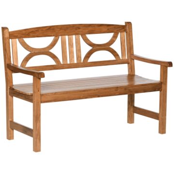 Outsunny 2-seater Chair, Wooden Garden Bench, Outdoor Patio Loveseat For Yard, Lawn, Porch, Natural