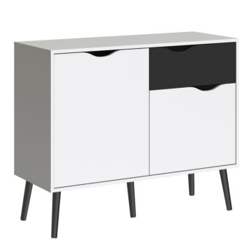 Oslo Sideboard - Small - 1 Drawer 2 Doors In White And Black Matt