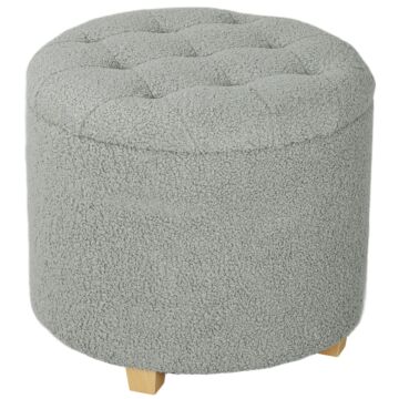 Homcom 31.8l Teddy Fleece Storage Ottoman - Dark Grey