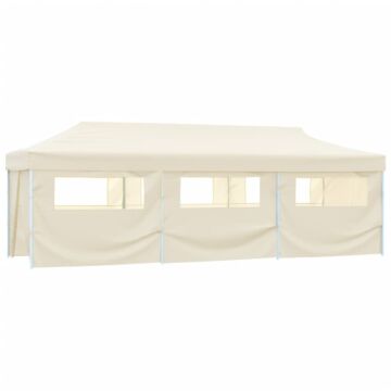 Vidaxl Folding Pop-up Party Tent With 8 Sidewalls 3x9 M Cream