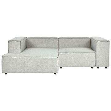 Modular Right Hand Sofa Grey Linen 2 Seater Sectional Corner Sofa With Black Legs Modern Living Room Beliani