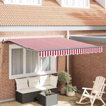 Vidaxl Manual Retractable Awning Red And White Stripe 350x250 Cm
