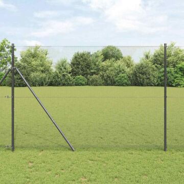Vidaxl Welded Wire Fence With 13 Posts Grey 1.5x50 M Steel