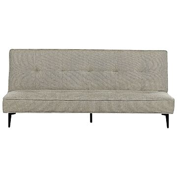 Sofa Bed Light Green Fabric Modern Living Room Convertible 3 Seater Armless Minimalistic Design Beliani